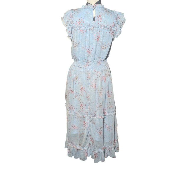 CeCe M Light Blue Floral Print Tiered Midi Dress - Picture 4 of 4
